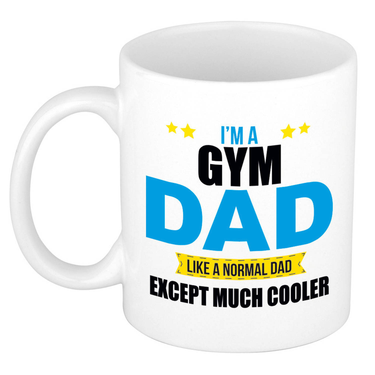 Gym Dad Mok-Beker Wit 300 Ml Cadeau Mokken Papa- Vaderdag Feest Mokken