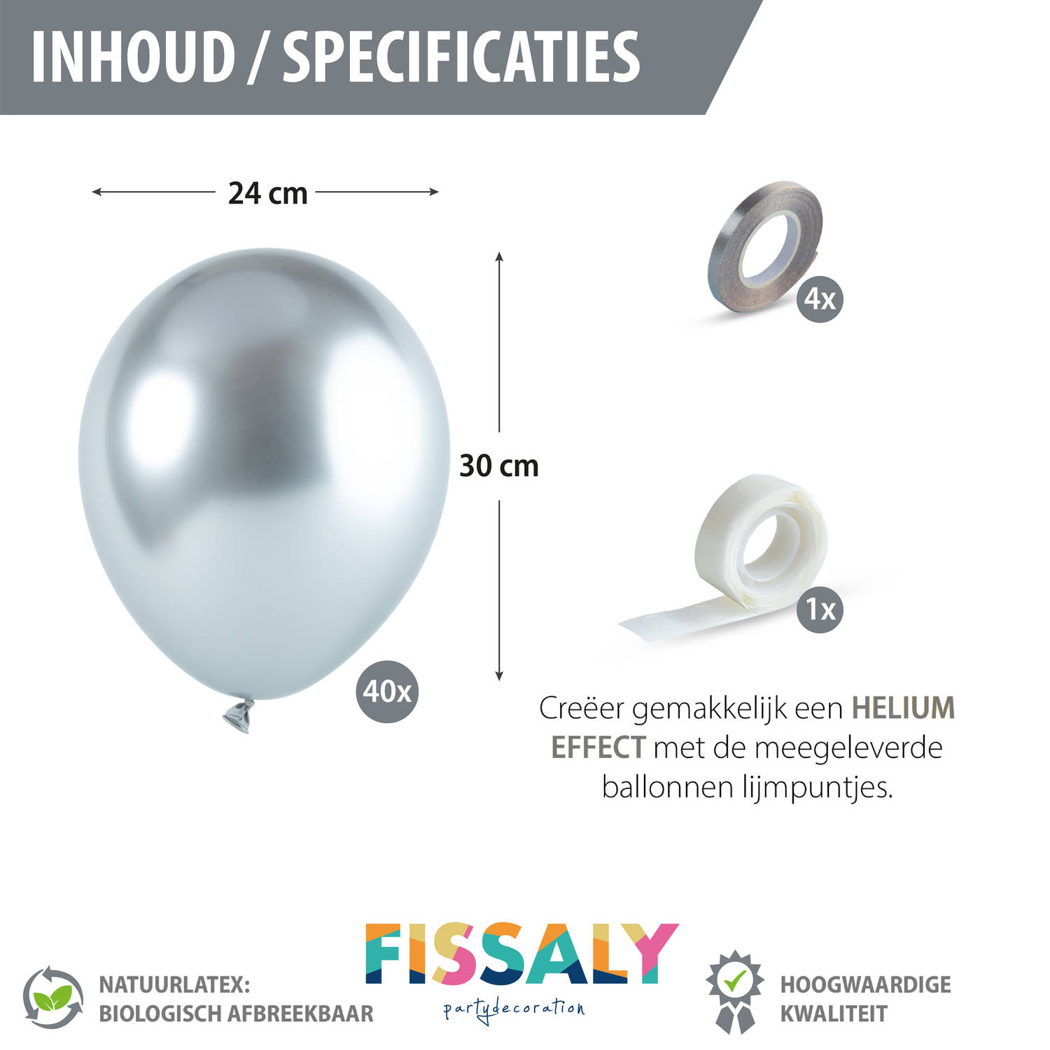 Verschuiving Naar de waarheid Omringd Fissaly® 40 stuks Zilveren Chrome Helium Latex Ballonnen met Lint -  Decoratie – Feest Versiering Metallic Zilver | Blokker