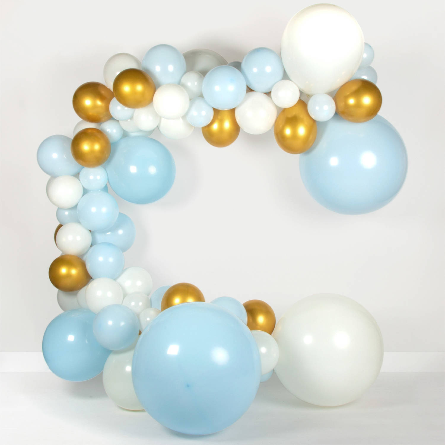 Fissaly® Ballonnenboog Blauw, Wit & Goud - Ballonboog Feest Decoratie Versiering - Verjaardag - Latex Ballonnen Boog