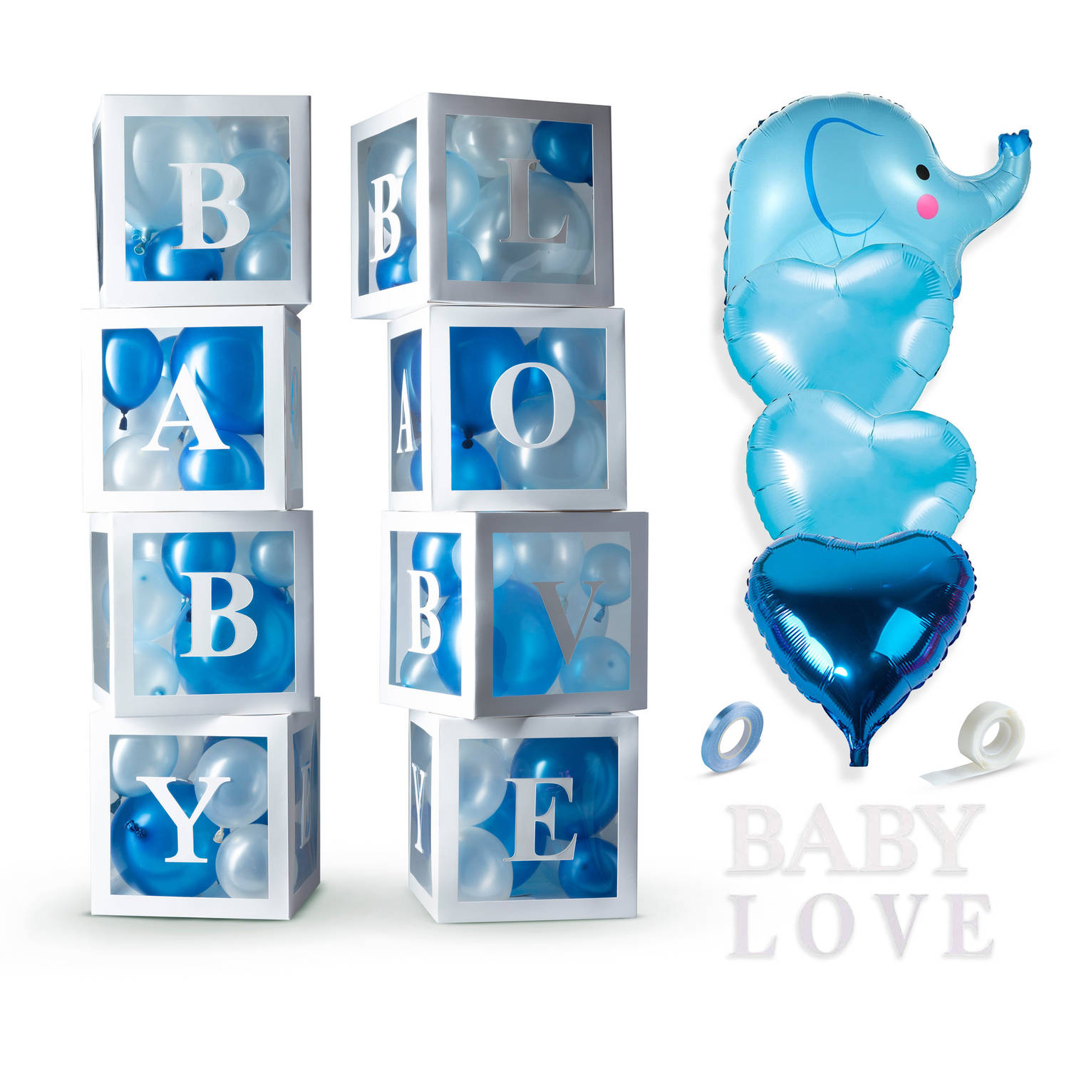 Fissaly® 58 Stuks Babyshower Jongen & Gender Reveal Versiering Dozen – Baby Boy – Mommy to Be Party - Decoratie Ballonnen Pakket - Feestpakket