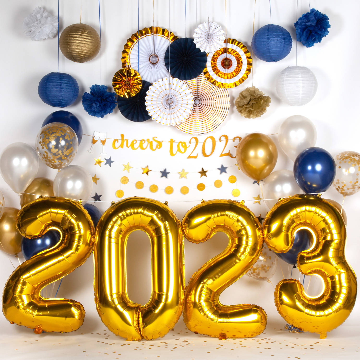 Roux laden Geheugen Fissaly® Happy New Year 2023 Versiering Pakket - Oudjaar & Nieuwjaar Pakket  - Ballonnen Feestpakket – Goud, Wit & Blauw | Blokker