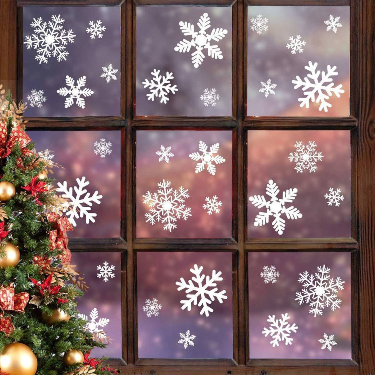 Fissaly® 270 Stickers Sneeuwvlokken Winter & Kerst Raam Decoratie Kerstversiering Voor Binnen Raamst