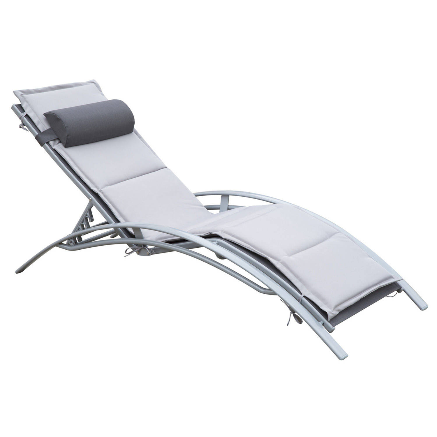 Ligstoel - Ergomnomisch Gevormde Ligstoel - Relaxstoel Tuin - Verstelbaar - Aluminium - Grijs