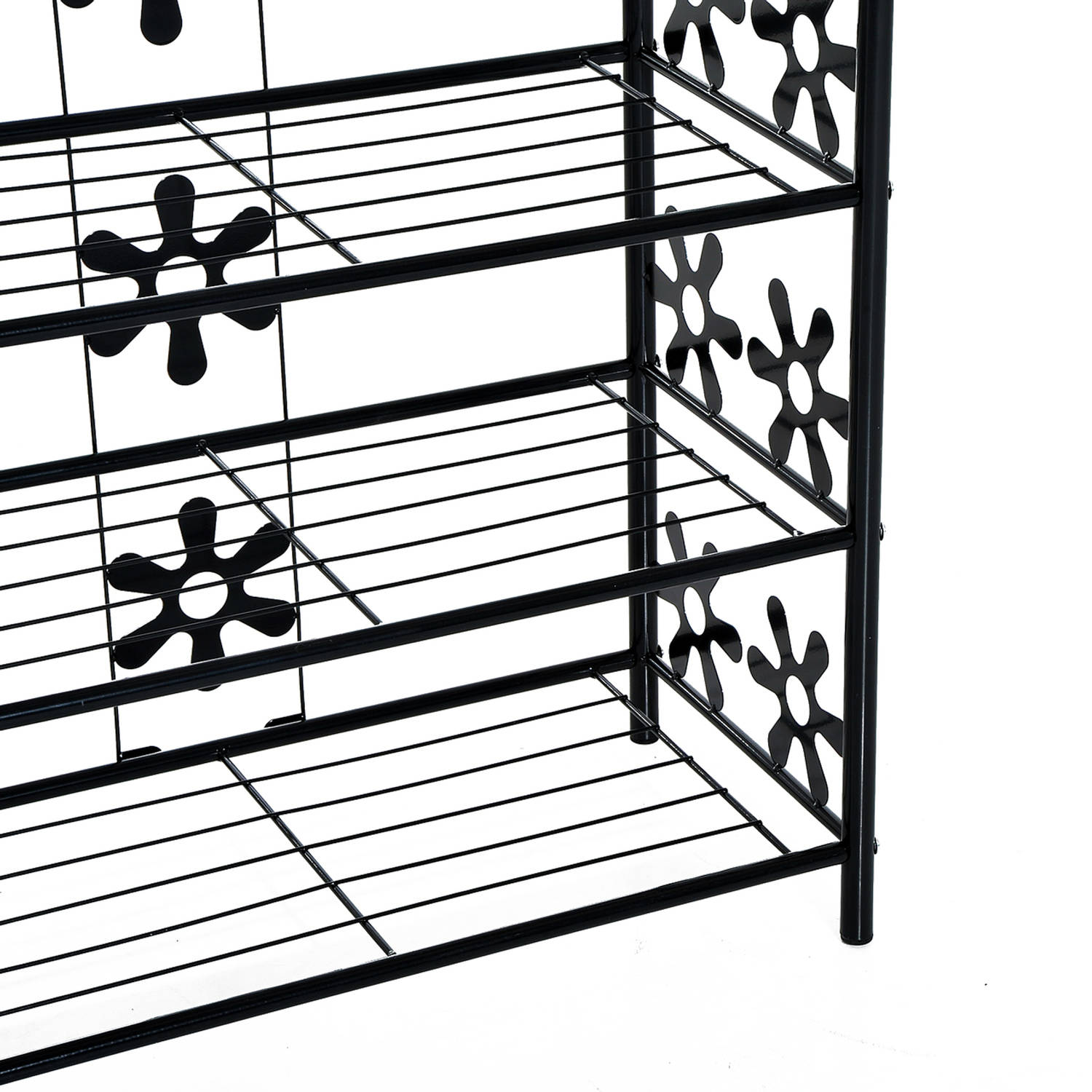Gestaag mengsel Clip vlinder Plantenrek metaal - Etagere - Bloemenrek - Opbergrek voor buiten - 4 etages  - Zwart | Blokker