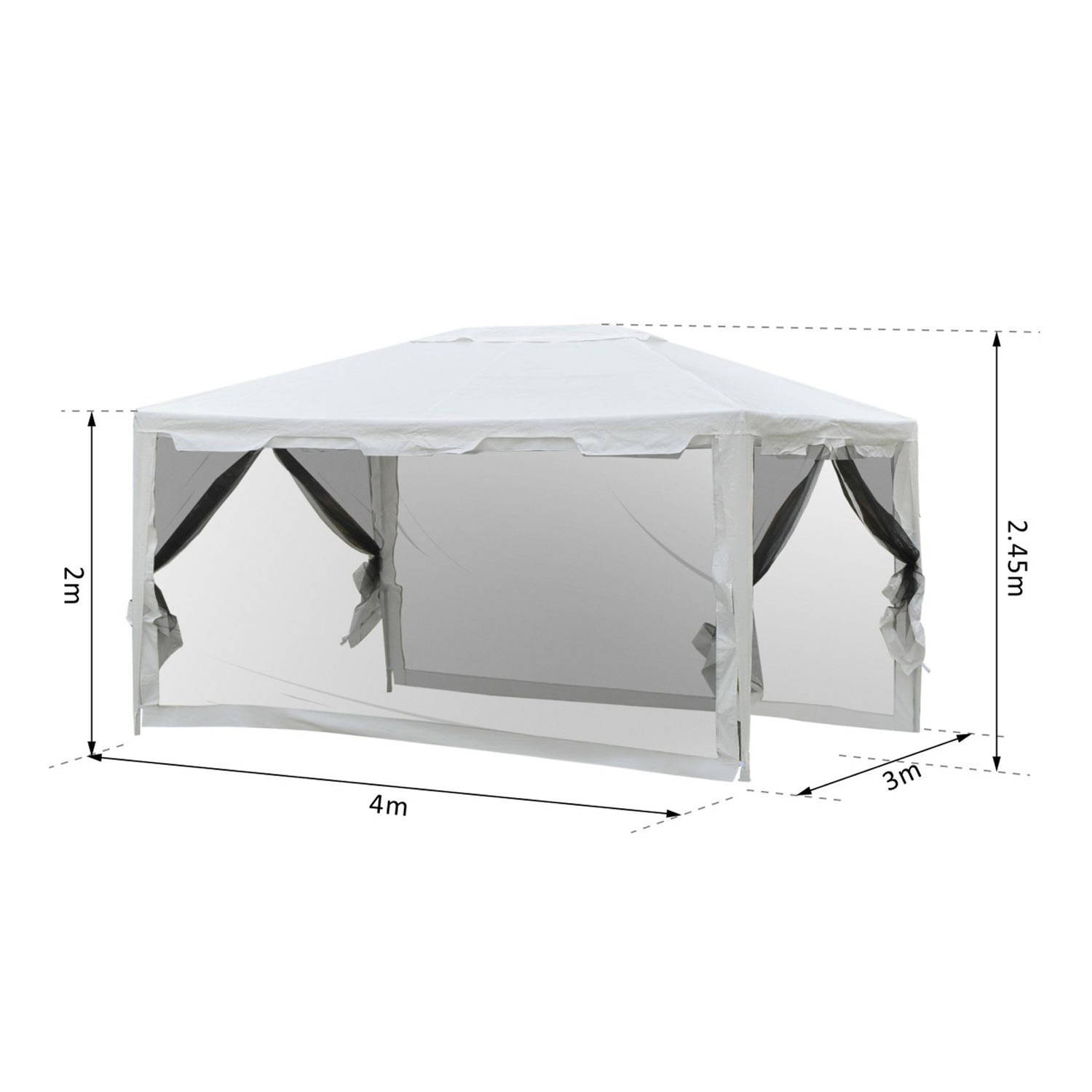 Vervullen gevolgtrekking analoog Tuinpaviljoen - Paviljoen - Partytent - Modern ontwerp - 4 Klamboe mesh  zijwanden - 3 x 4 m - Wit | Blokker