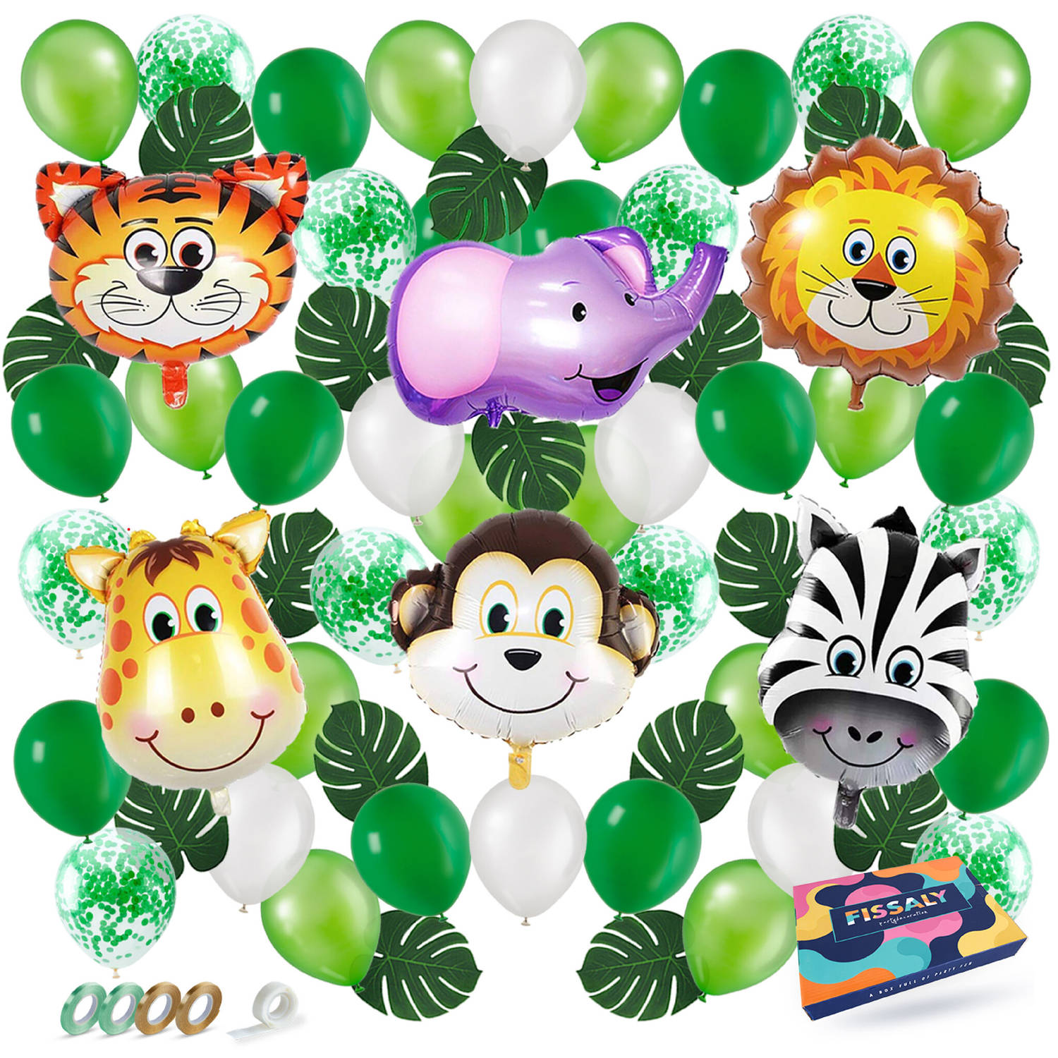 Fissaly® 67 Stuks Jungle Thema Party Verjaardag Versiering Ballonnen - Safari Decoratie Kinderfeestje - Feest