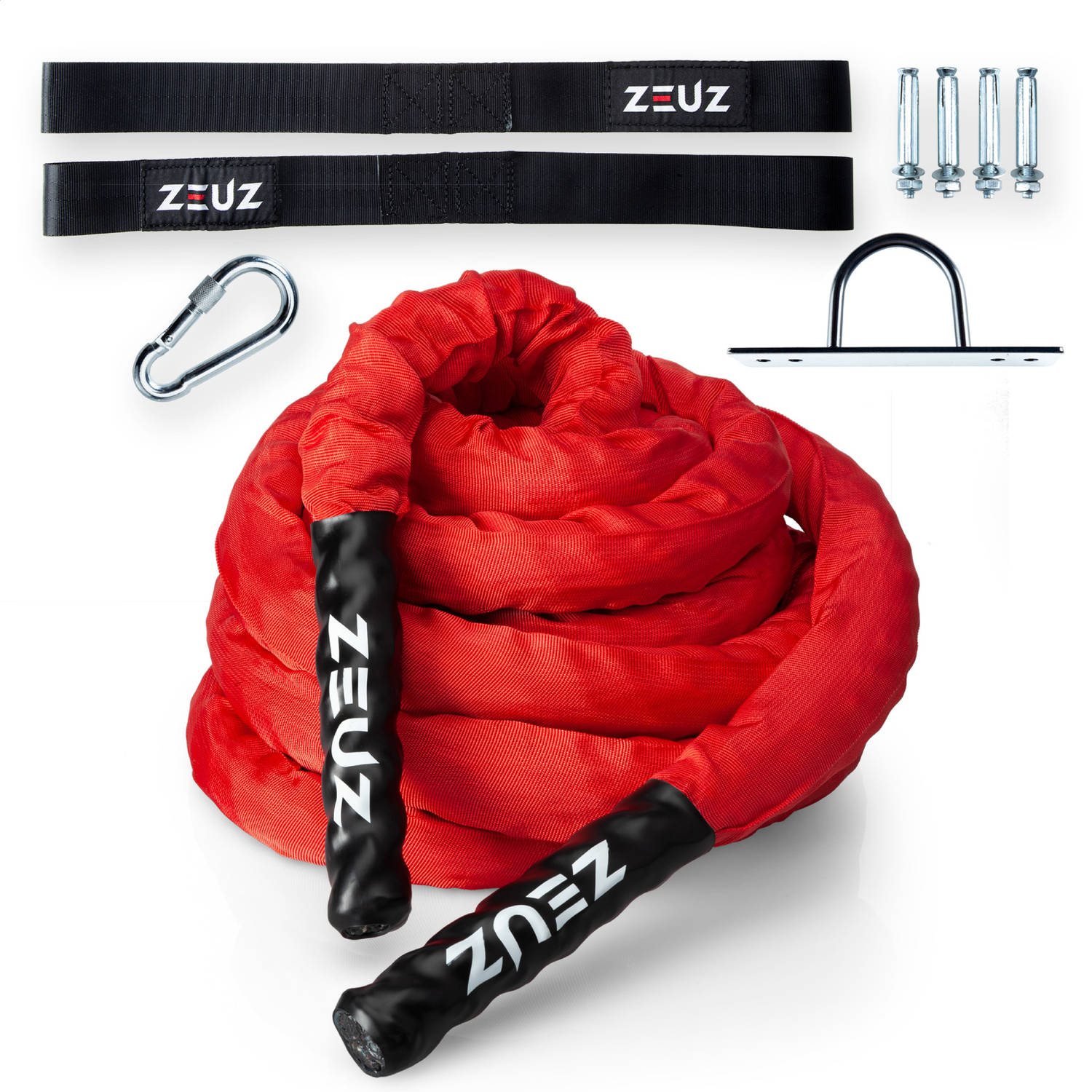 Zeuz® 9 Meter Battle Rope Inclusief Bevestigingsmateriaal Training Touw Fitness & Crossfit Thuis Tra