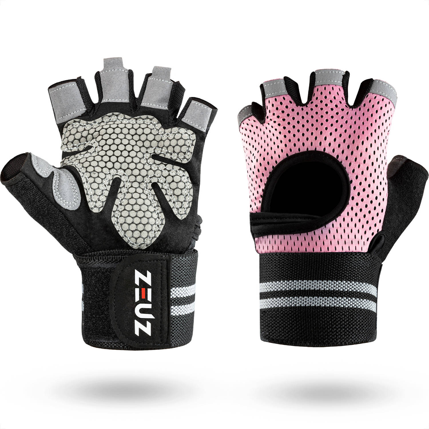 Zeuz® Sport & Fitness Handschoenen Dames Krachttraining Artikelen Gym & Crossfit Training Roze & Zwa