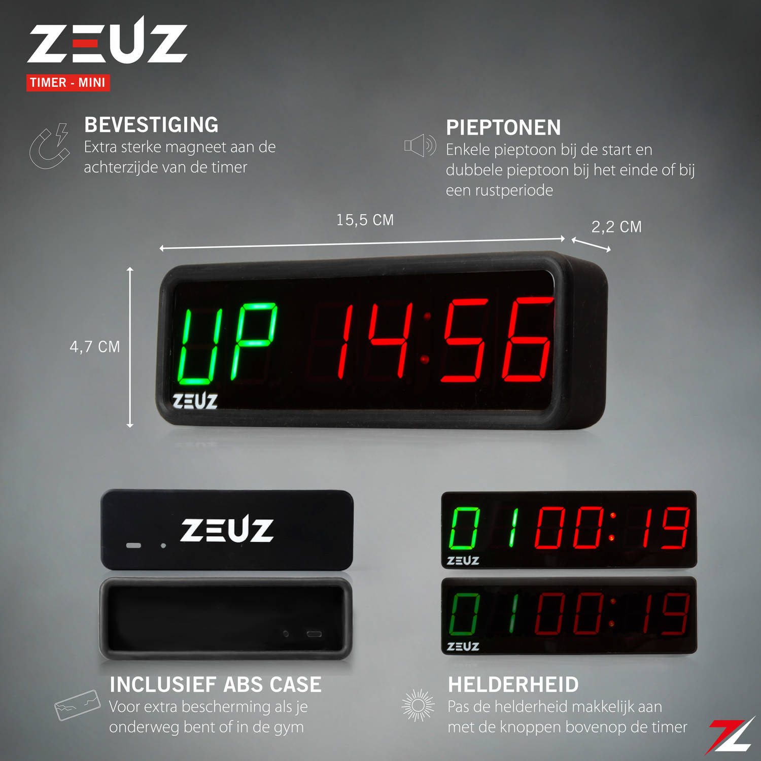 Mordrin Eenzaamheid grijs ZEUZ® Mini Crossfit, Fitness & Sport Interval Timer – Stopwatch, Countdown  & Aftelklok - Tabata & HIIT Digitale Klok | Blokker