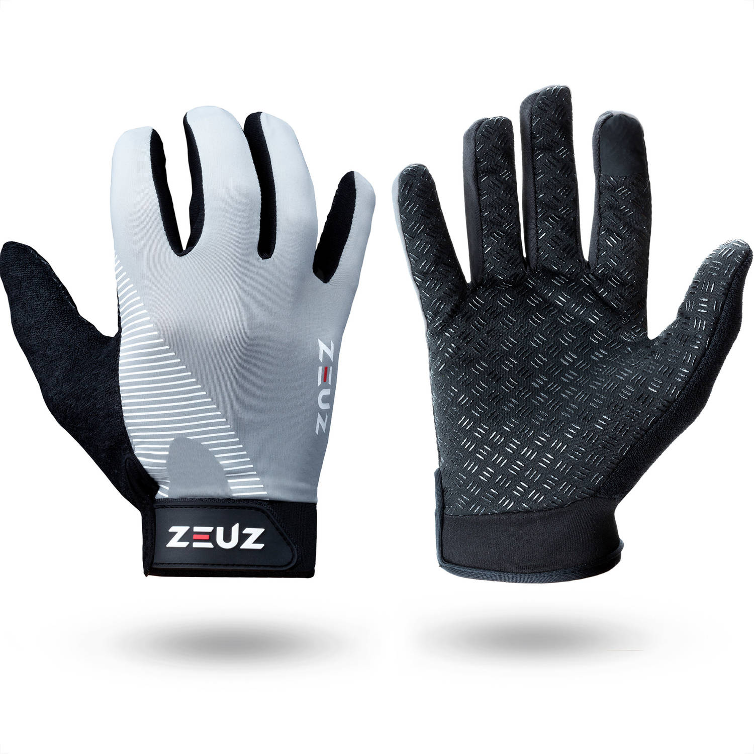 ZEUZ® Sport, Crossfit & Fitness Handschoenen Heren & Dames – Krachttraining – Wit & Grijs  – De perfecte gloves voor meer grip en bescherming tegen blaren & eelt - Maat M