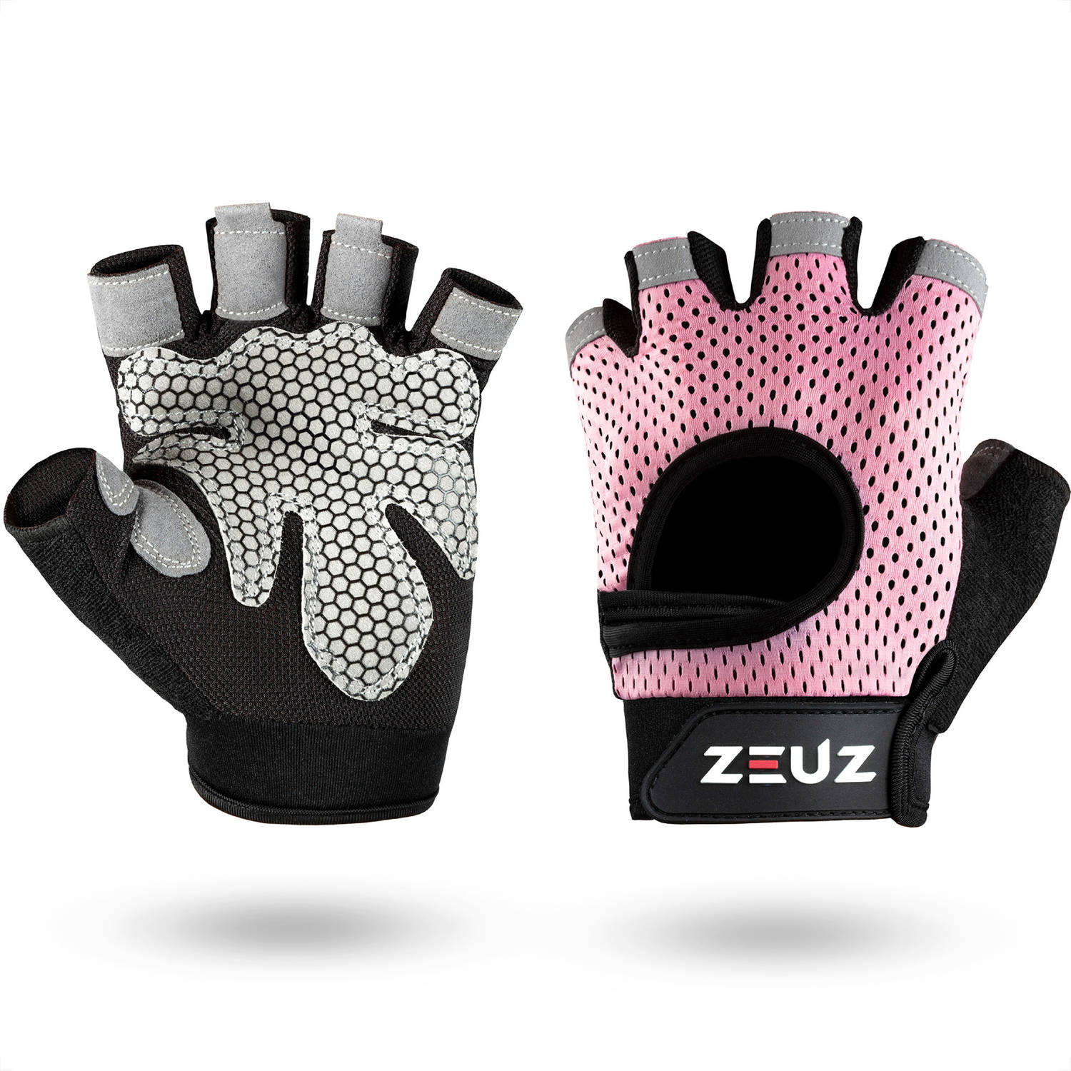 ZEUZ® Sport & Fitness Handschoenen Dames – Krachttraining Artikelen – Gym & Crossfit Training – Roze & Zwart – Gloves voor meer grip en bescherming tegen blaren & eelt - Maat S
