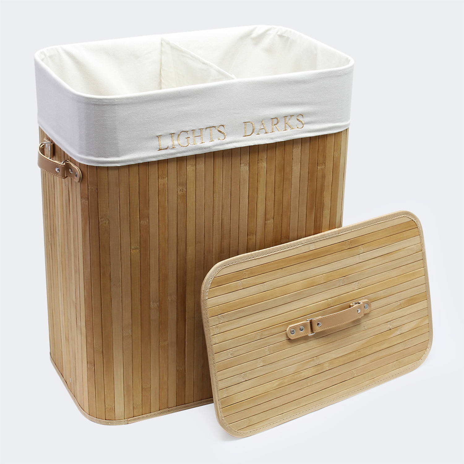 Bamboo wasmand 105L - Luxe wasmand - Wassorteerder - Inclusief zak - Natuur | Blokker