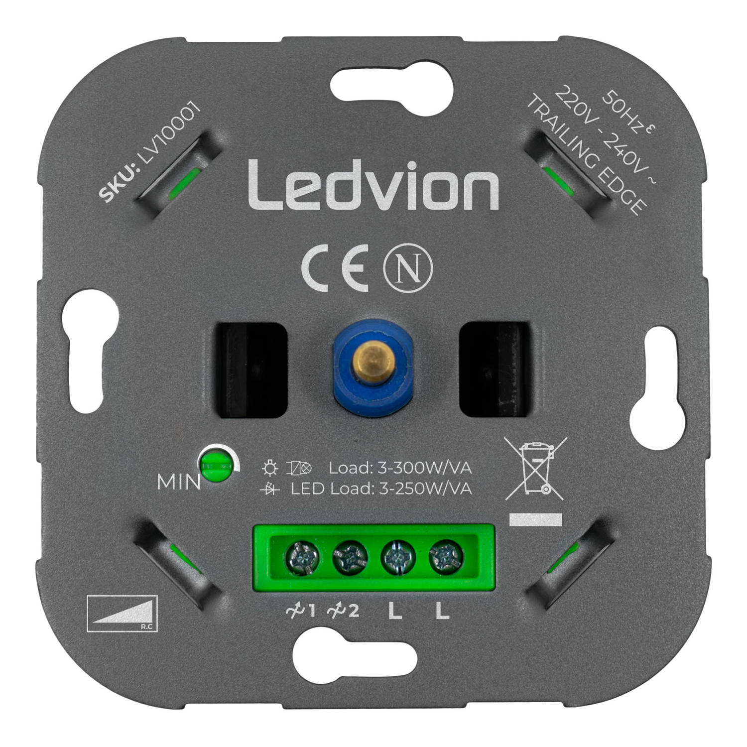 Ledvion LED Dimmer 3-250W LED 220-240V - Fase Afsnijding - Universeel
