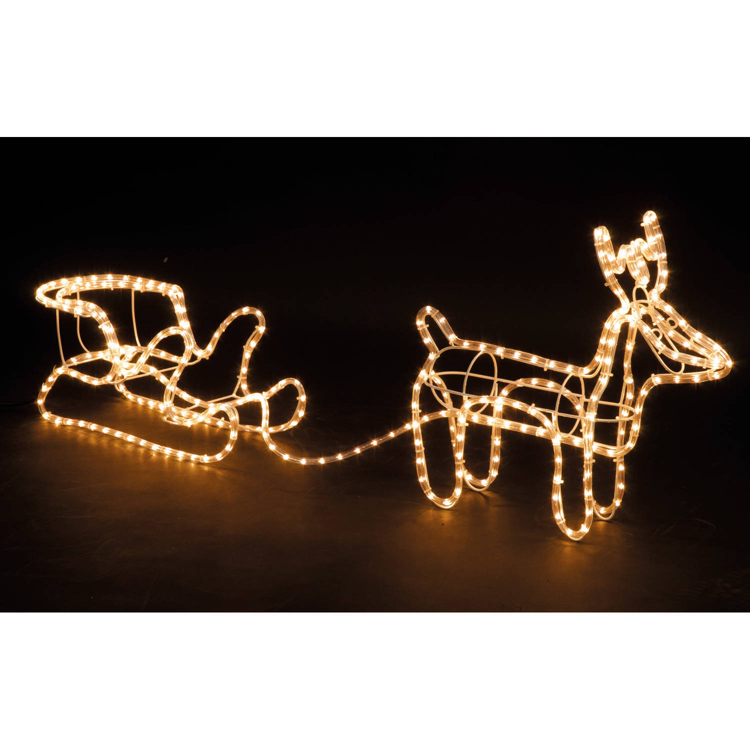 MaxxHome Kerstverlichting - Rendier met Slee - Warm Wit lichtslang - 504 lampjes - 208x28cm