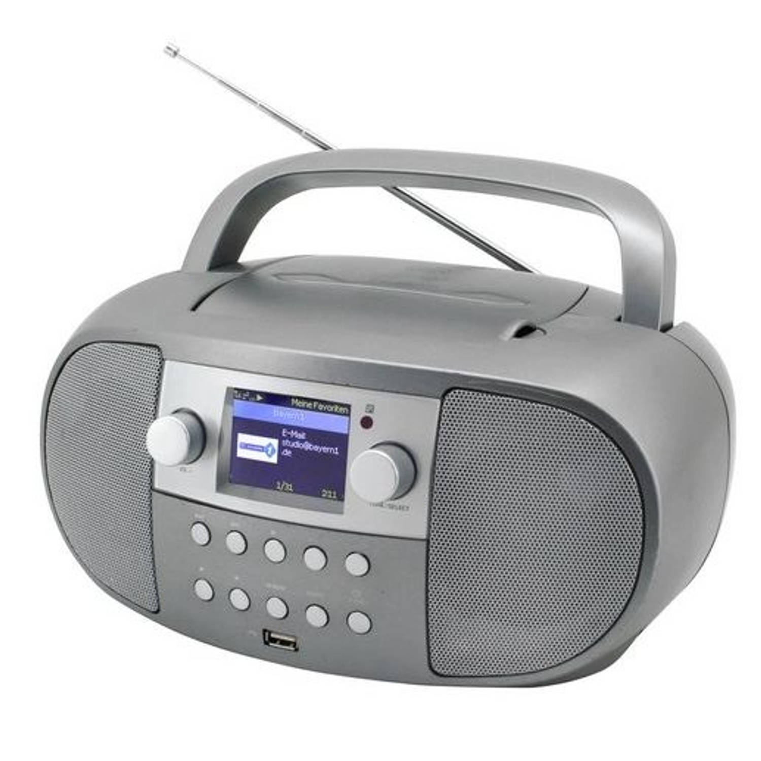 Soundmaster SCD7600TI - Boombox met Internet-/DAB+/FM-radio, CD, USB en Bluetooth, titan