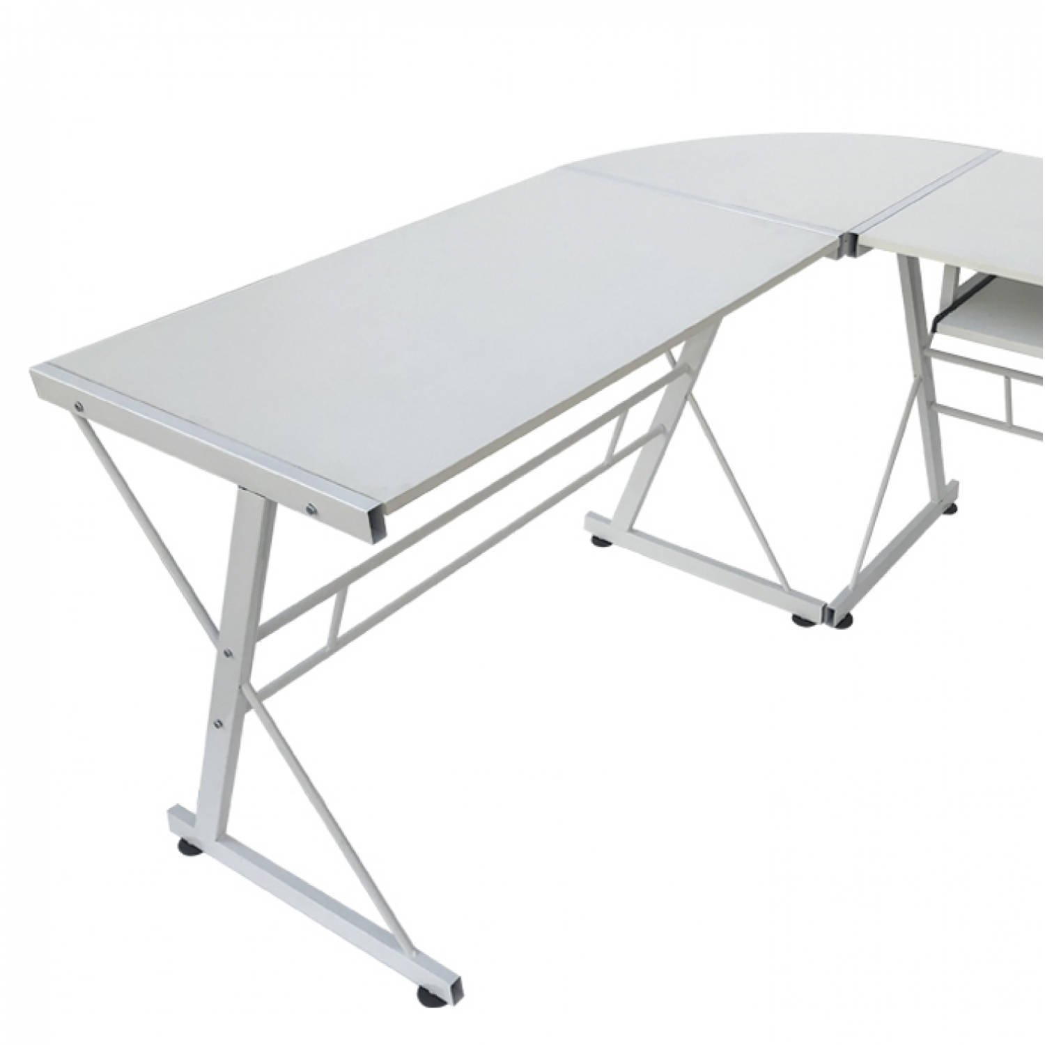 Alert Lenen hand Hoekbureau computertafel - L vormige hoek tafel - toetsenbord en desktop  houder - wit | Blokker