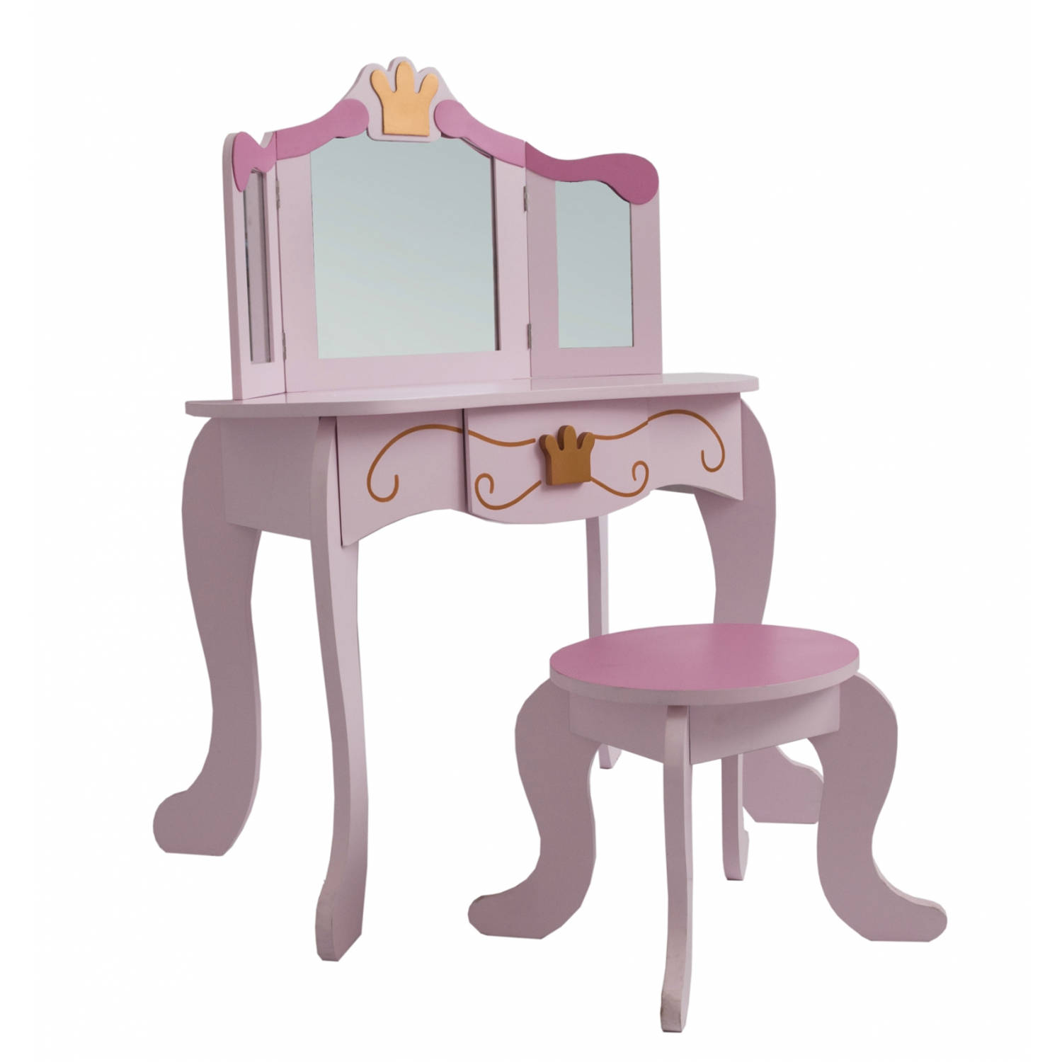 Kaptafel make up tafel Prinses meisje - opmaaktafel met spiegel en krukje - roze |