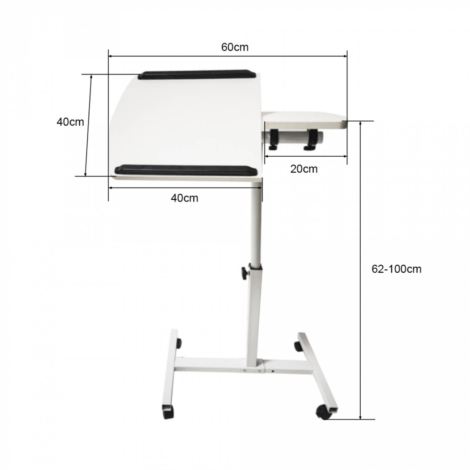 blik verdrietig Uittreksel Laptoptafel laptopstandaard - bijzettafel bedtafel - verrijdbaar wieltjes -  hoogte verstelbaar - wit | Blokker