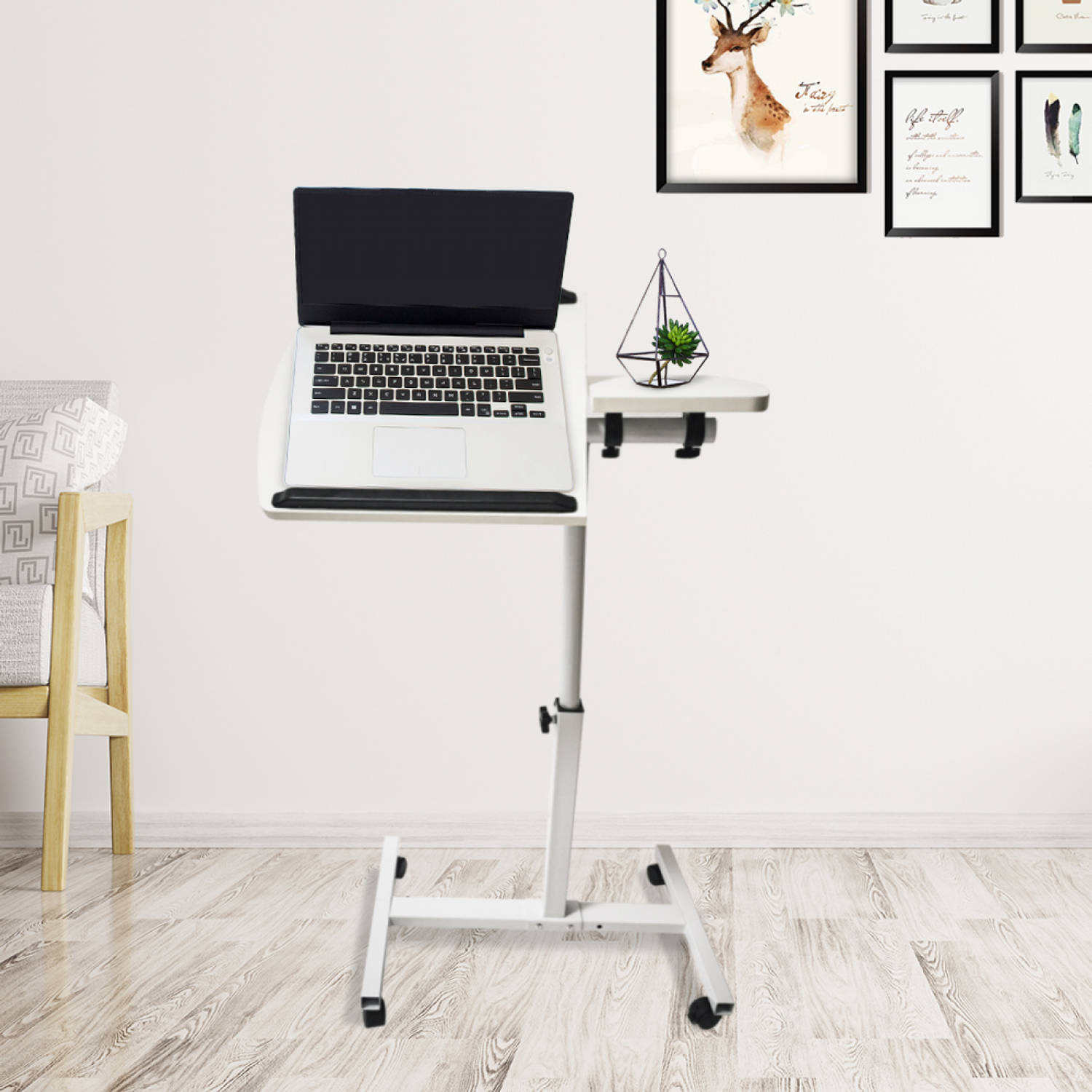 blik verdrietig Uittreksel Laptoptafel laptopstandaard - bijzettafel bedtafel - verrijdbaar wieltjes -  hoogte verstelbaar - wit | Blokker