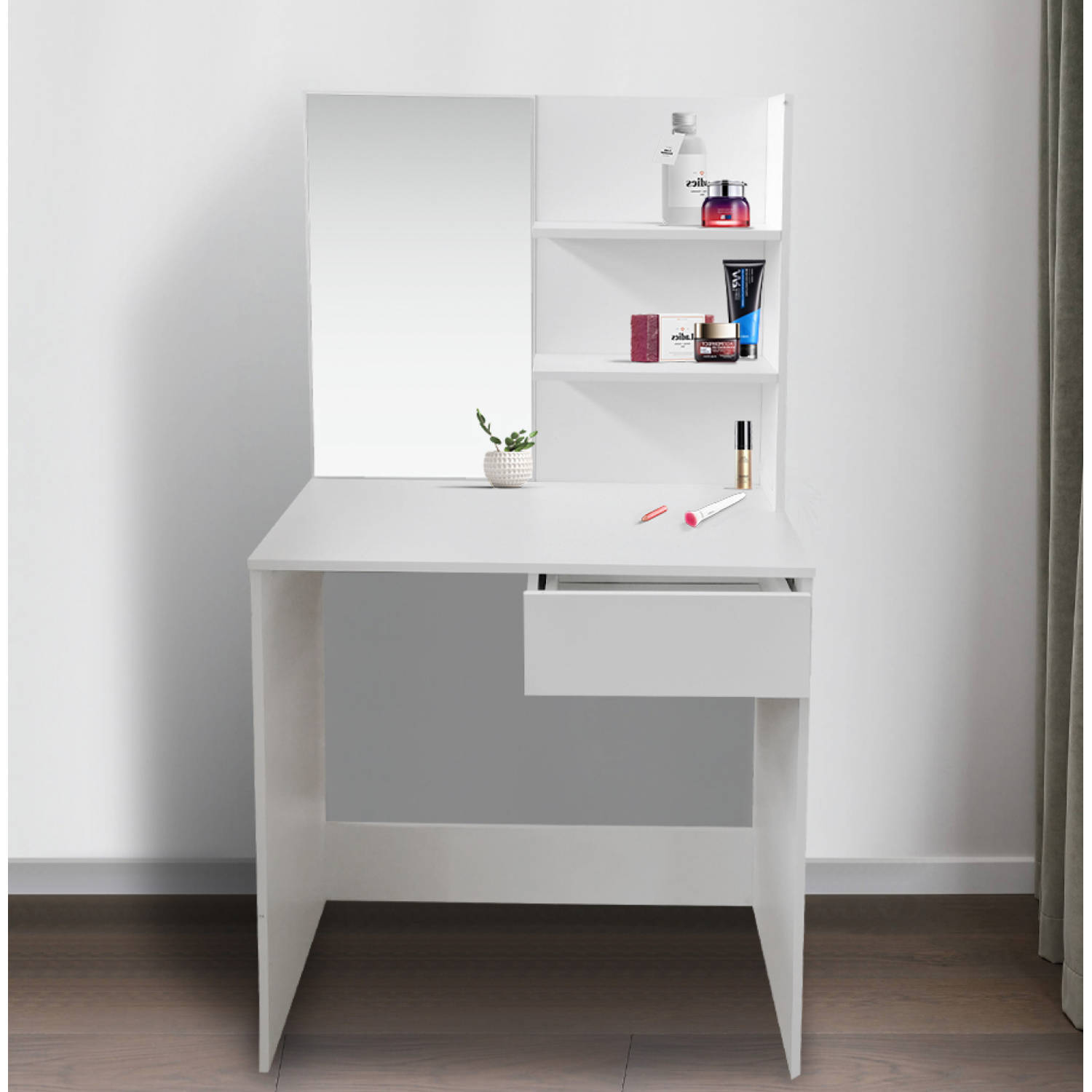 Winst sigaar Berekening Kaptafel make-up visagie tafel - toilettafel - met spiegel - wit | Blokker