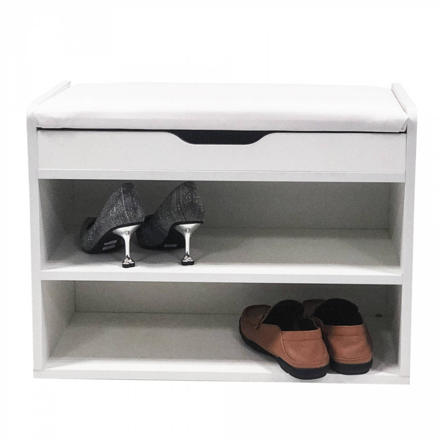 Alsjeblieft kijk Bevestigen aan vochtigheid Schoenenkast bankje - schoenenrek - schoenenbankje met opklapbaar zitkussen  - 60 cm breed | Blokker