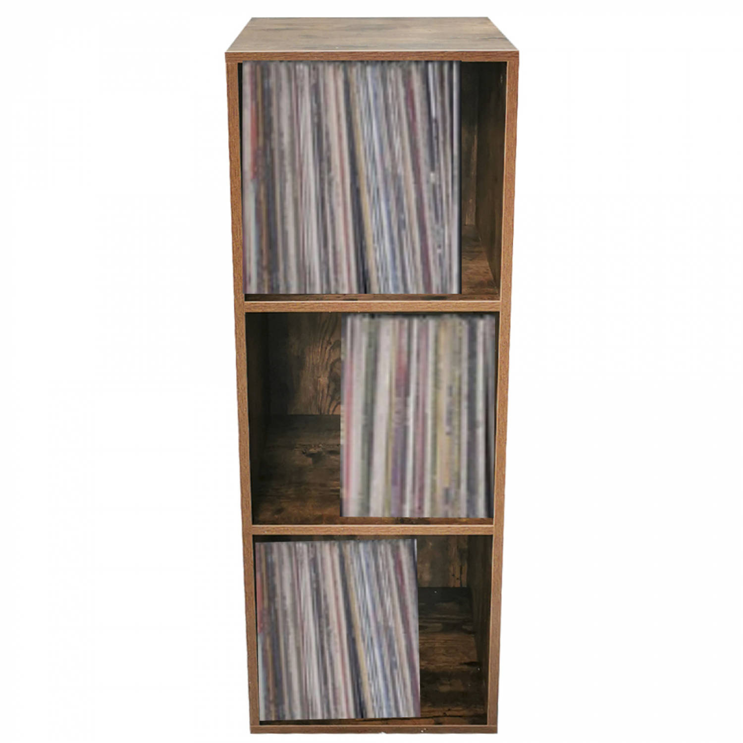 Lp platen vinyl opbergkast - opbergen lp vinyl platen - boekenkast - vintage bruin