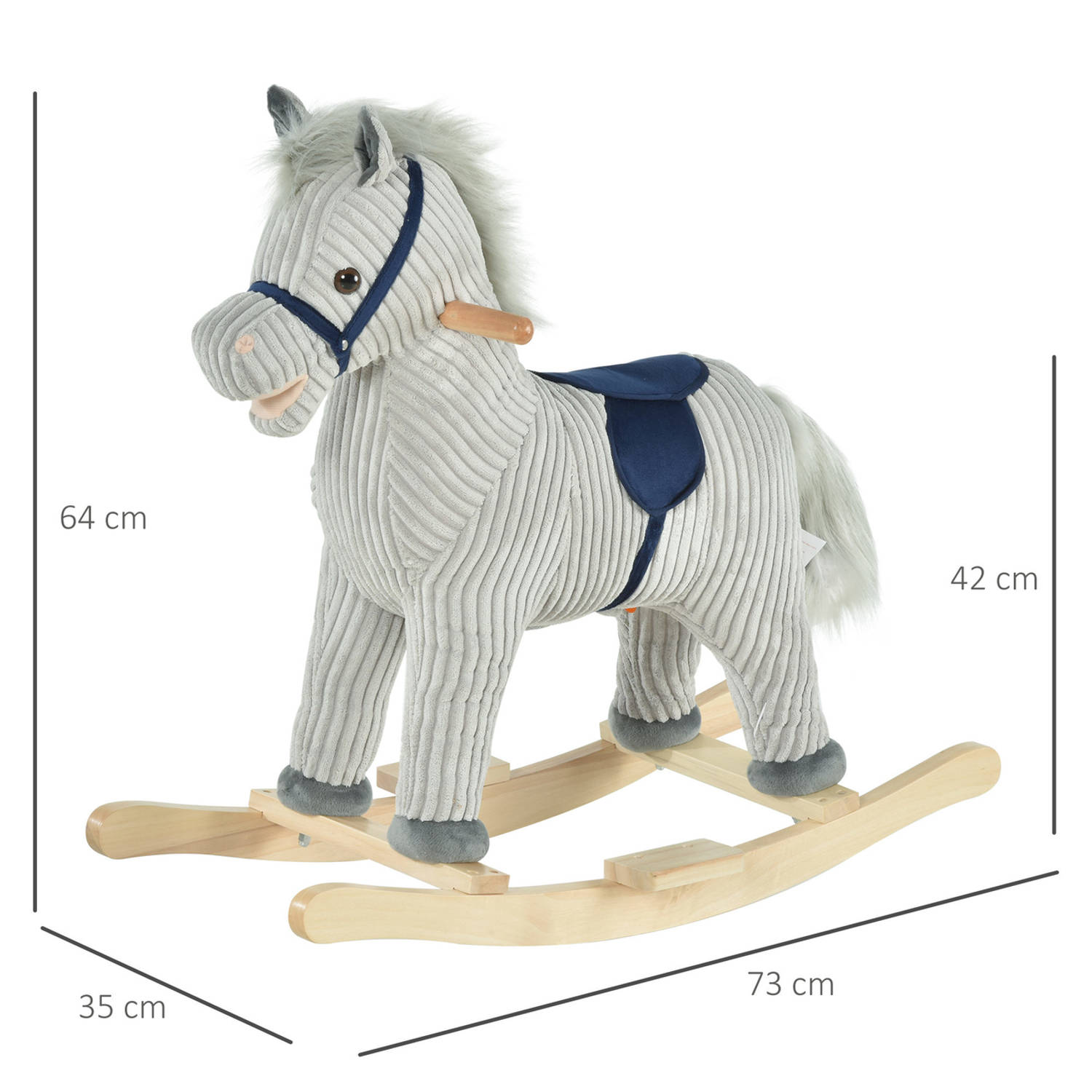 Bijwonen Pakistan moreel Hobbeldier - Hobbelpaard - Paarden - Speelgoed voor 36-72 maanden - 65L x  32,5W x 61H cm - grijs | Blokker