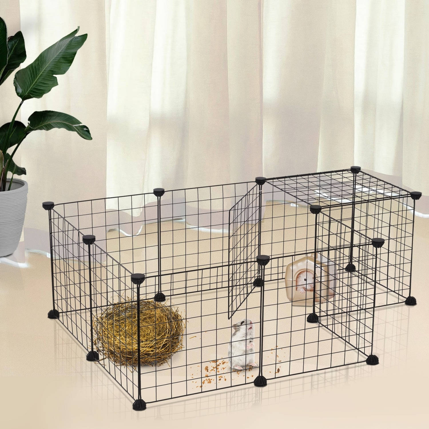 aanvaardbaar Vermeend verdiepen Ren voor kleine huisdieren - Konijnenren - Cavia ren - Hamster ren -  Dierenverblijf - Zwart - 106 x 73 x 36 cm | Blokker