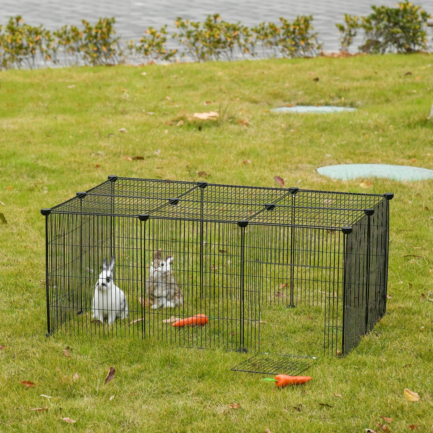 Ren voor kleine huisdieren Konijnenren - Cavia ren - Dierenverblijf - Zwart - 105L x 70B x 45H cm | Blokker