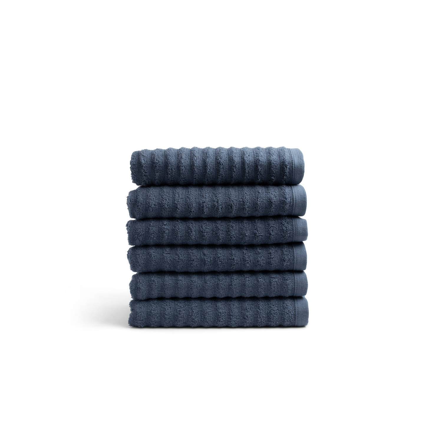 Seashell Wave Handdoek Set - 6 Stuks - Jeans Blauw - 60x110cm - Premium