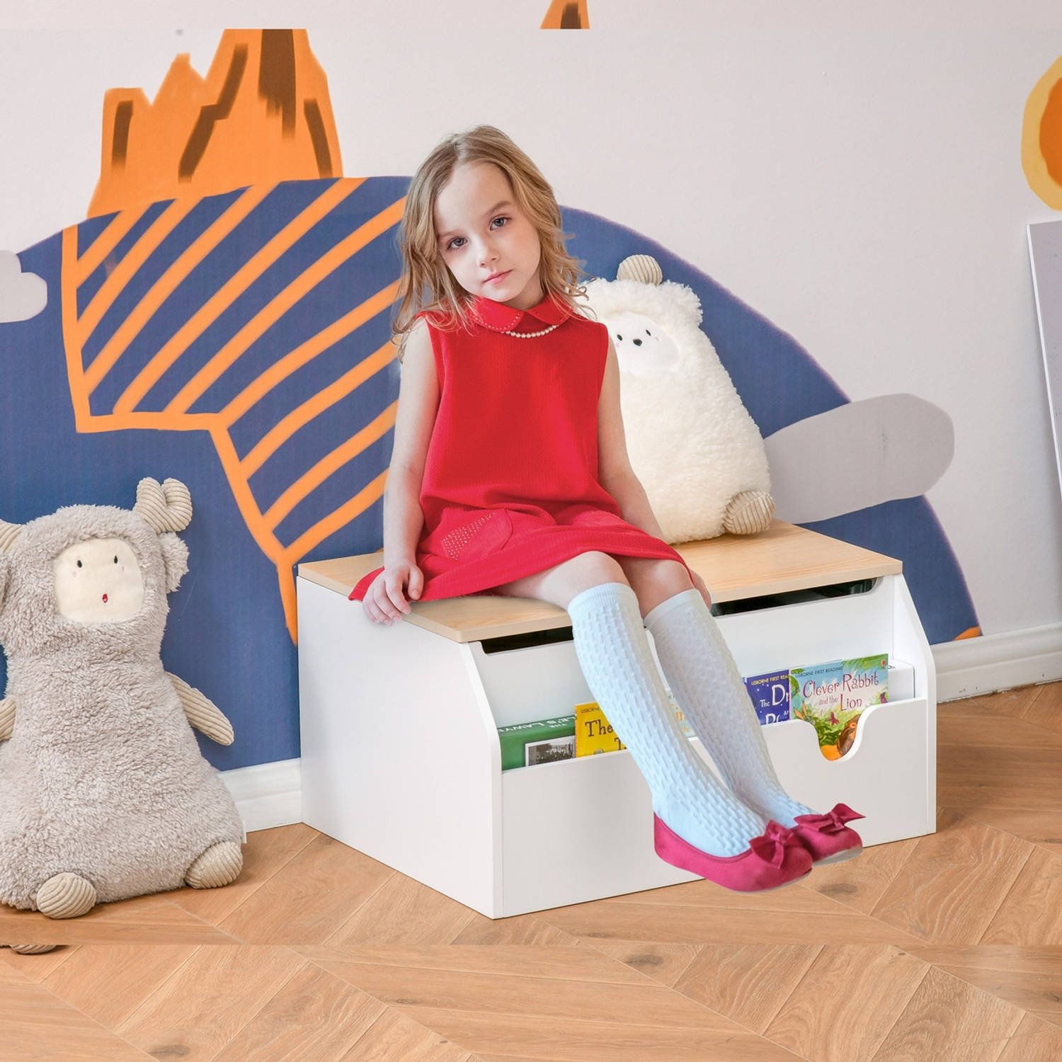 Druppelen Paradox gen Opbergkist met boekenplank 2 in - Speelgoedkist - Kinderstoel - kinderbank  - Speelgoed - 58L x 43W x 30H cm - Wit | Blokker