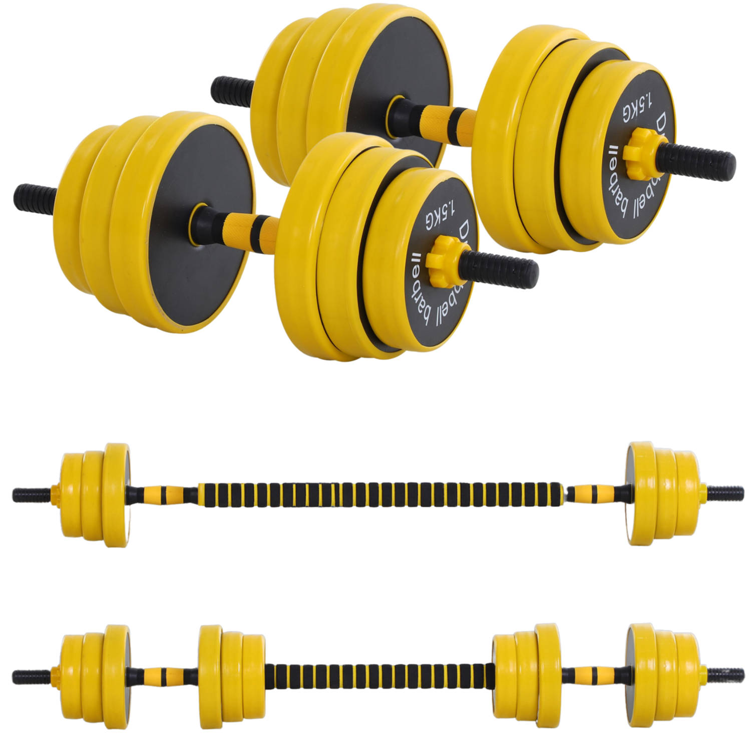 Dumbbell Set - Barbell Set - Halter - Gewichten - Halterset - Halters - Halterstang Met Gewichten - 25 Kg