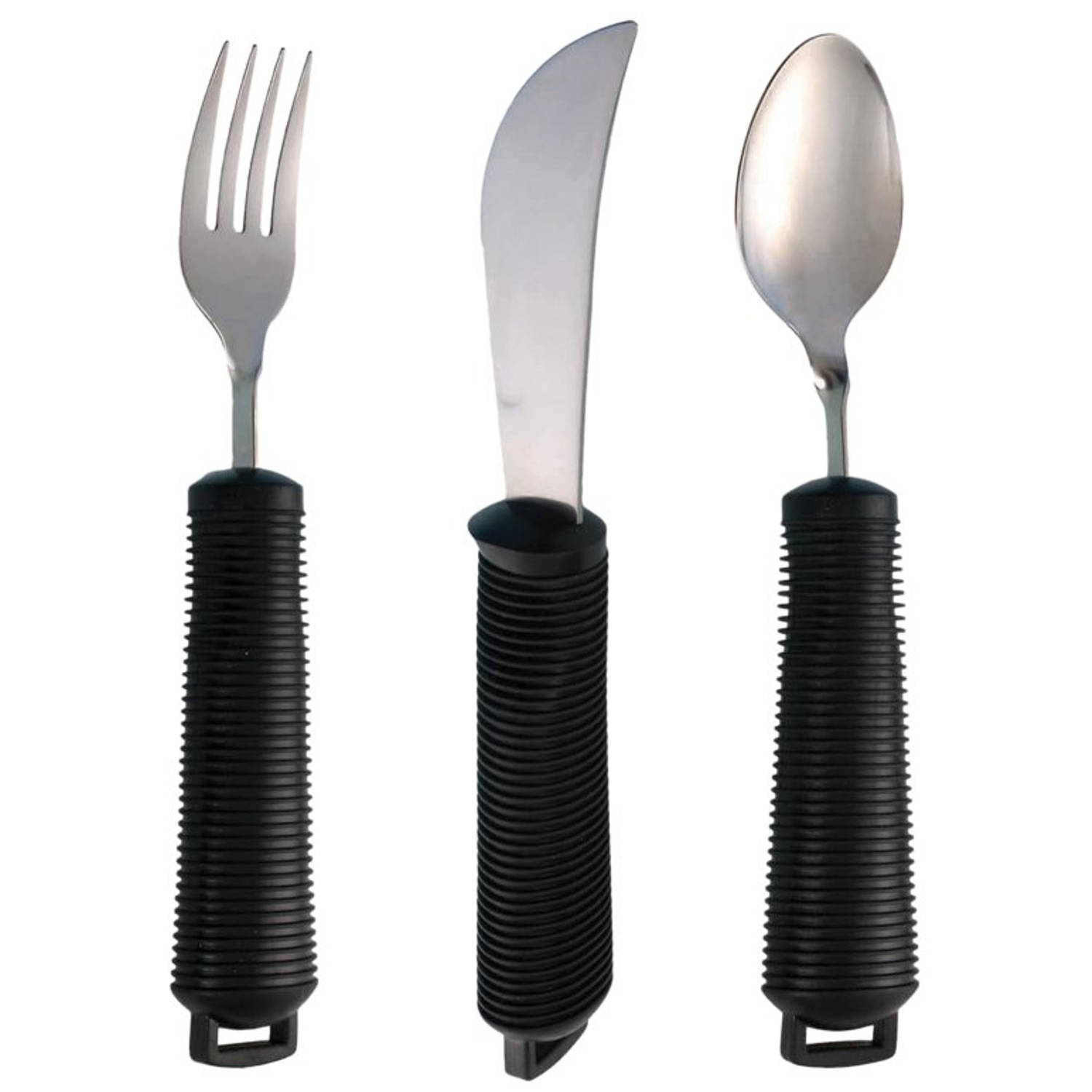 softgrip mes, buigbare vork en lepel voor hulpbehoevenden