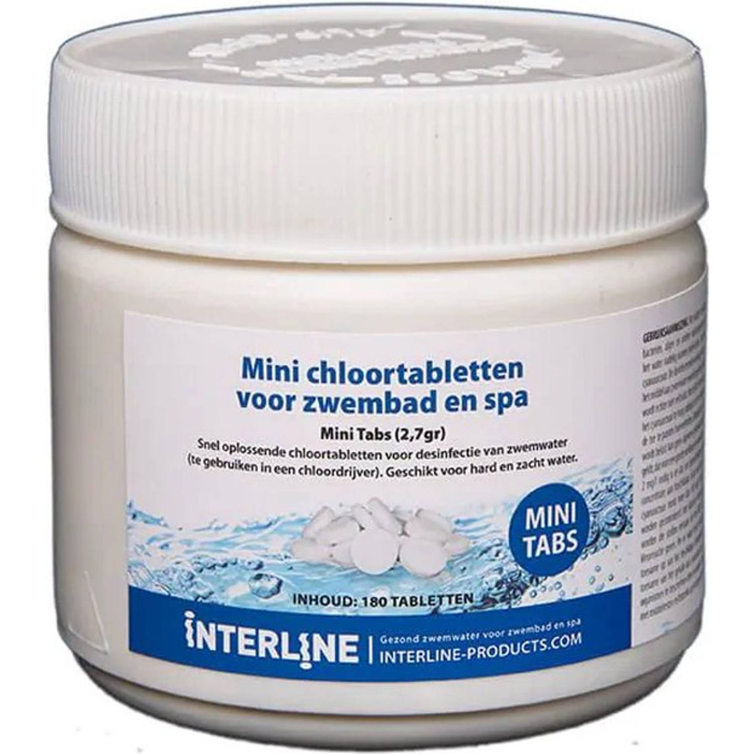 Interline Mini Quick Chloortabletten 180 stuks | chloor tabletten | 2,7 gram Chloortabletten | water | desinfectie | melpool