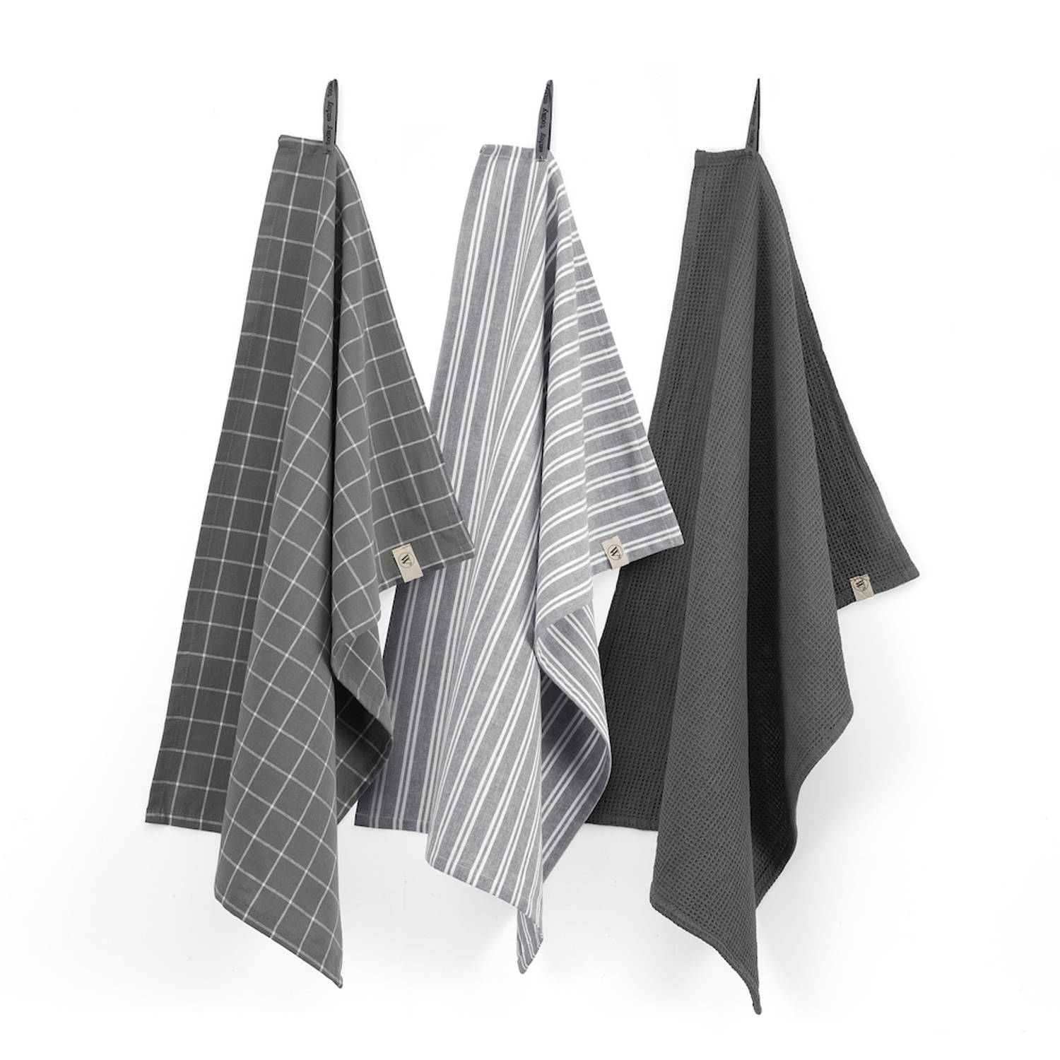 Walra Keukenset Cubes Uni, Stripes & Blocks Off Black 50 x 70 cm 3 Stuks