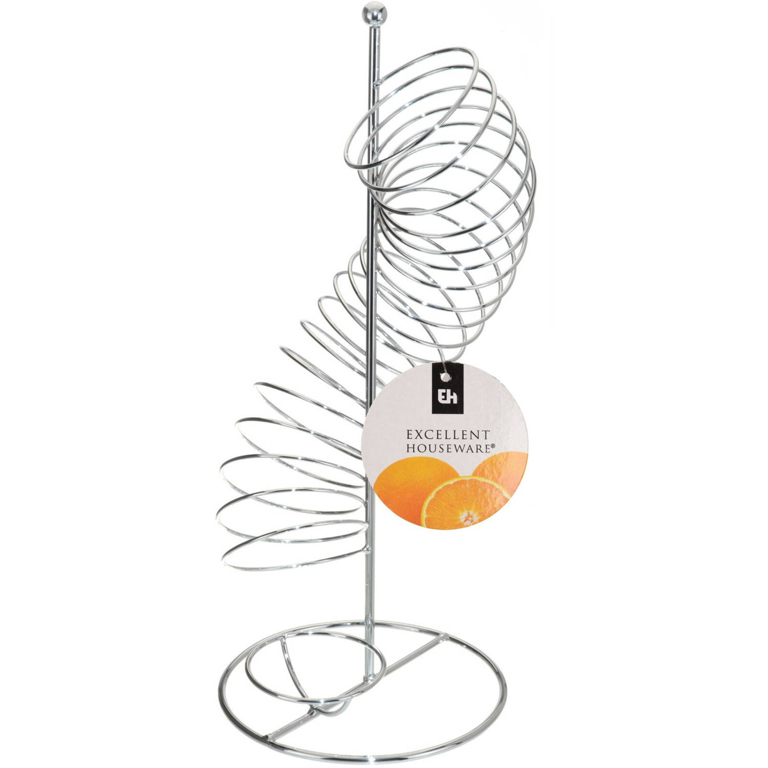 IJzeren fruit/sinaasappel rek/houder chroom spiraal 21 x 20 cm - Fruitschalen