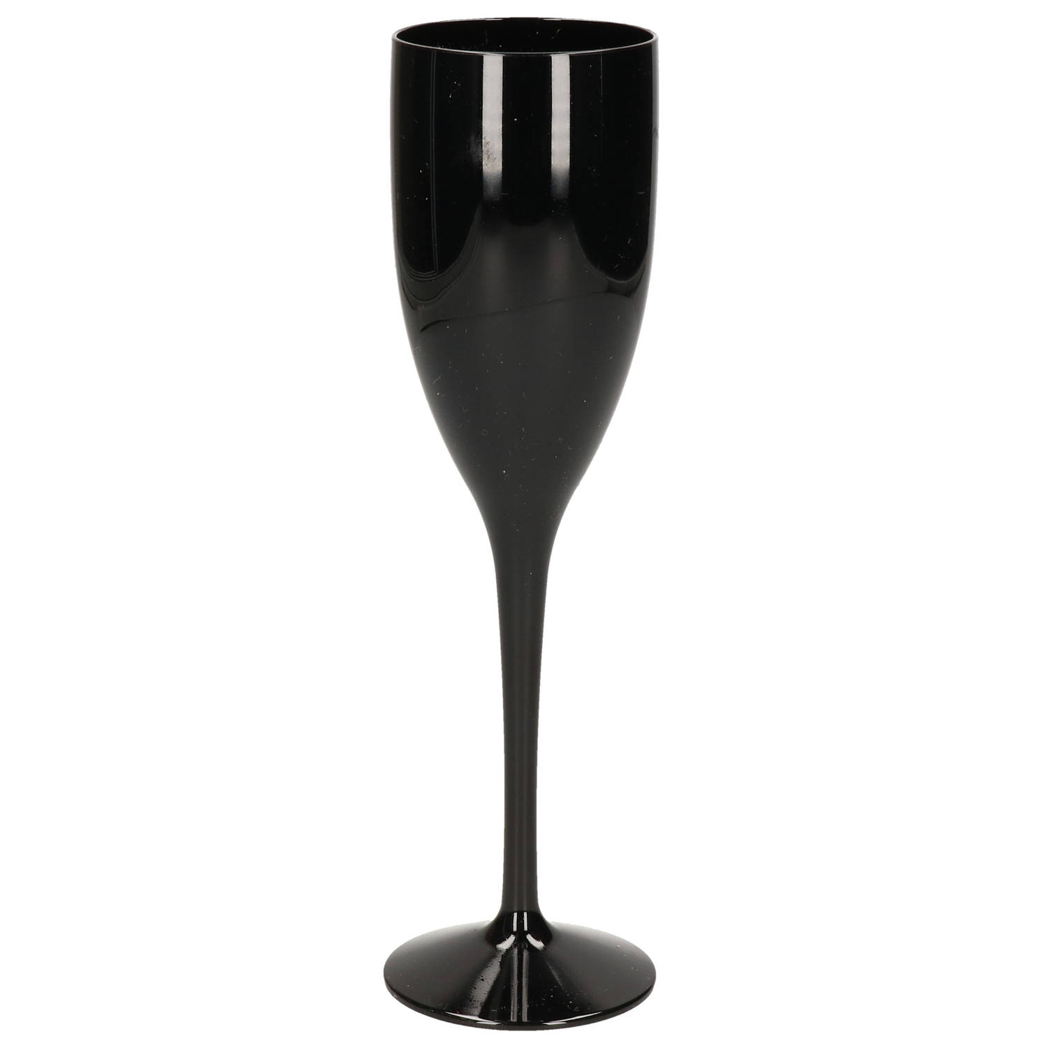 Onbreekbaar champagne/prosecco flute glas zwart kunststof 15 cl/150 ml - Champagneglazen
