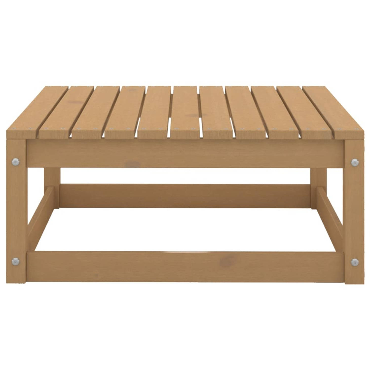 The Living Store Houten Voetenbank - Massief grenenhout - 70 x 70 x 30 cm - Honingbruin