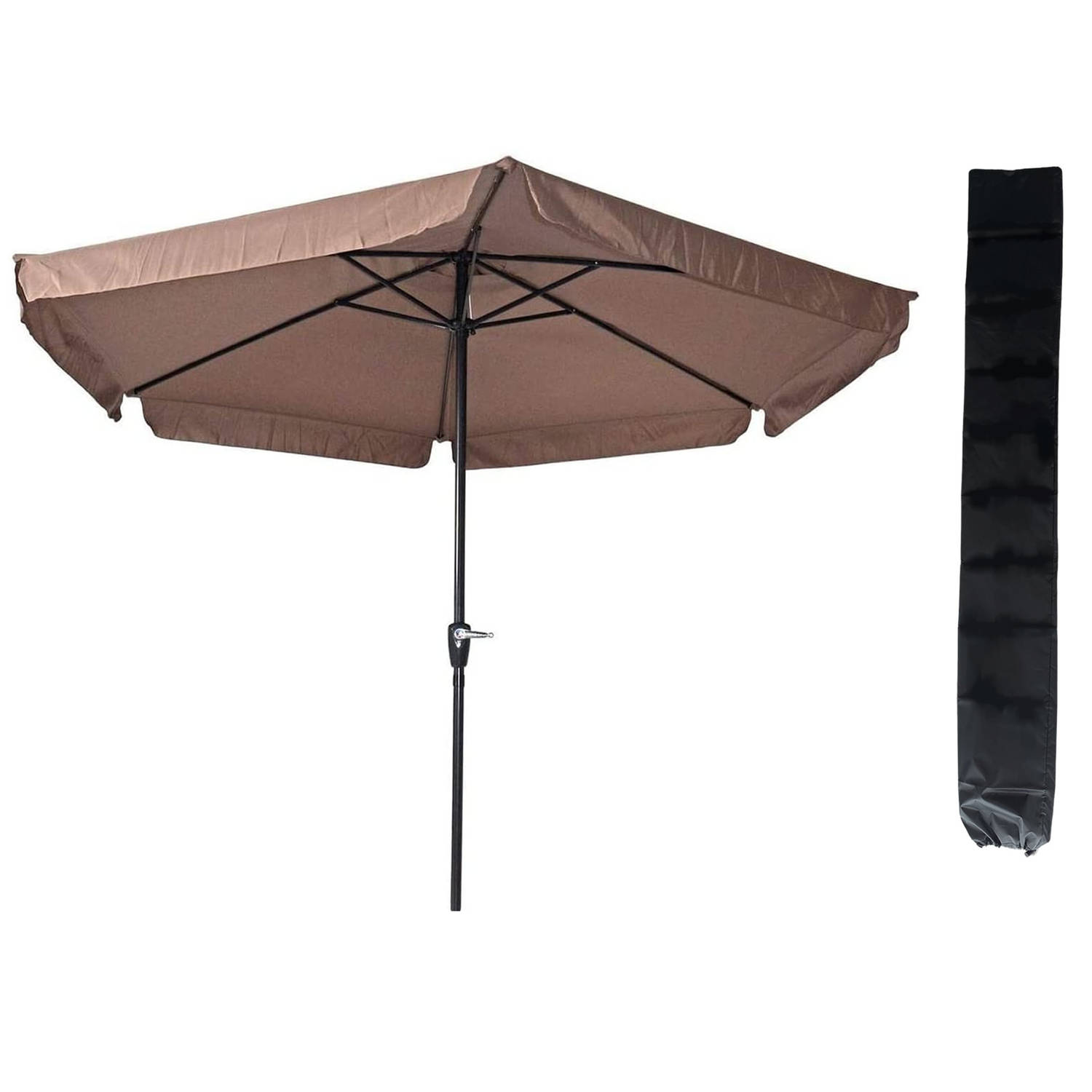 Parasol Gemini Taupe Ø300 Cm Inclusief Opberghoes
