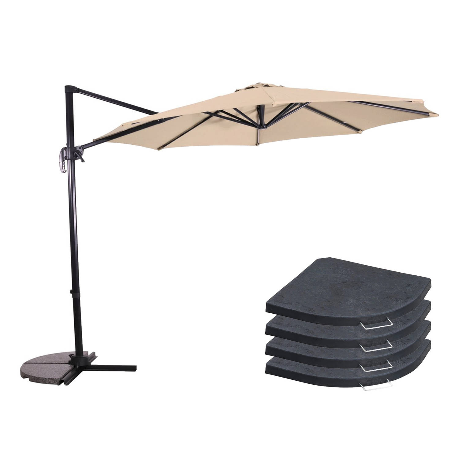Zweefparasol Libra Ecru Ø300 cm - inclusief 4 parasoltegels