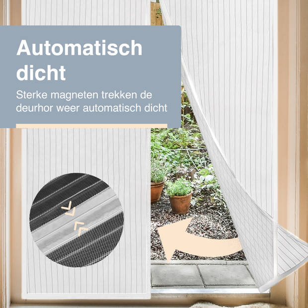 ForDig Luxe Deurhor Magnetisch - Horgordijn – Vliegengordijn – Hordeur - 213 x 100 - Wit