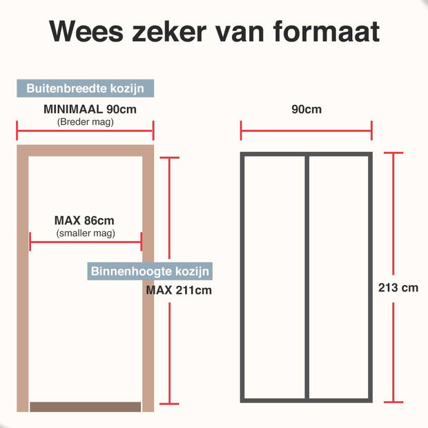 ForDig Luxe Deurhor Magnetisch - Horgordijn – Vliegengordijn – Hordeur - 213 x 100 - Wit