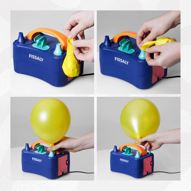 Fissaly® Elektrische Ballonnenpomp met Dubbele Vulfunctie & 22 Ballon Accessoires - Ballonpomp - 400W - Versiering