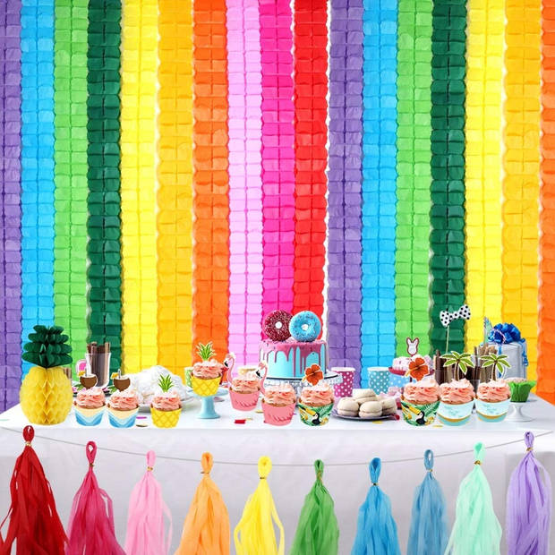 Fissaly® 16 Stuks Papieren Slingers Verjaardag Versiering Gekleurd – Decoratie Happy Birthday Feest & Feestje