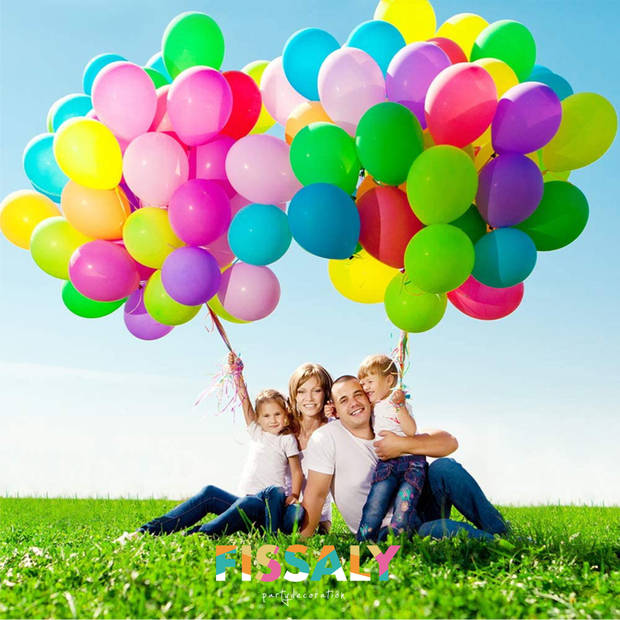 Fissaly® 40 Stuks Gekleurde Latex Helium Ballonnen – Wit, Geel, Oranje, Rood, Roze, Paars, Blauw & Groen