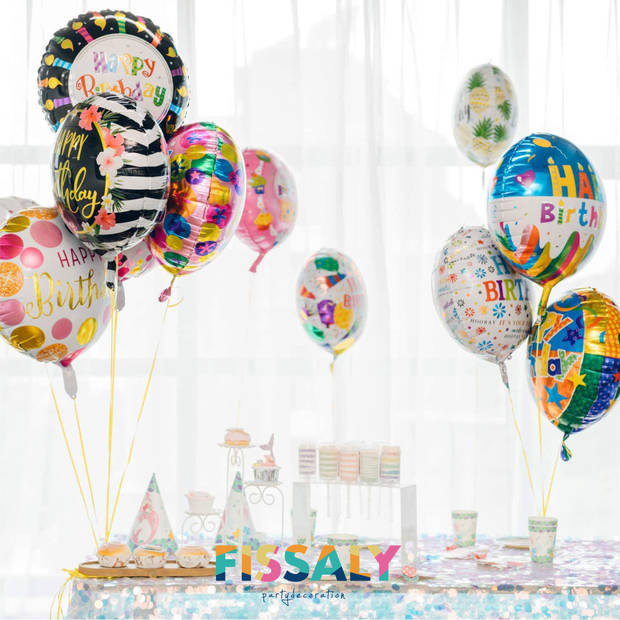 Fissaly® 20 Stuks Happy Birthday Verjaardag Folie Ballonnen – Feest Decoratie Versiering – Helium