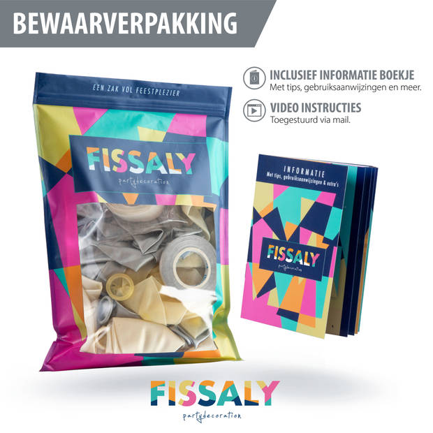 Fissaly® 40 stuks Zilver, Wit & Zilveren Papieren Confetti Helium Latex Ballonnen met Accessoires – Metallic Chrome