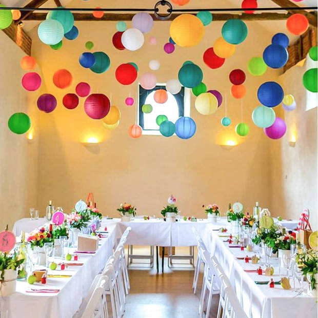 Fissaly® 20 Stuks Gekleurde Lampionnen Feest Versiering – Decoratie Slinger – Happy Birthday Verjaardag