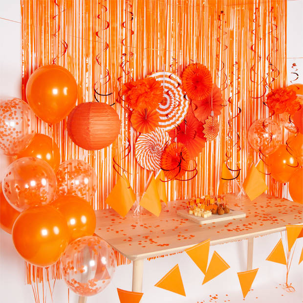 Fissaly® 108 Stuks Nederland Oranje Decoratie Set – Feest Versiering met Ballonnen, Vlaggetjes & Slinger – Koningsdag