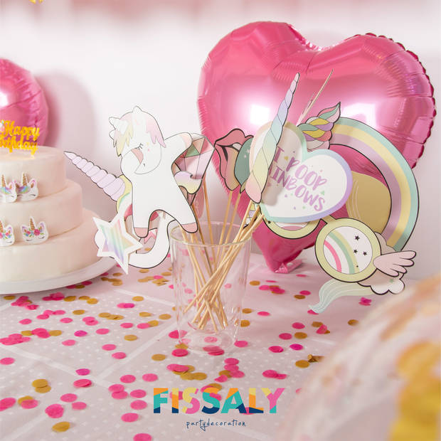 Fissaly® 112 Stuks Luxe Eenhoorn Verjaardag Decoratie Versiering met Ballonnen – Unicorn Set – Kinderfeest – Feest